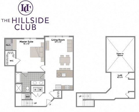 Floor plan for 1 bed, 1 bath, 1122 sqft
